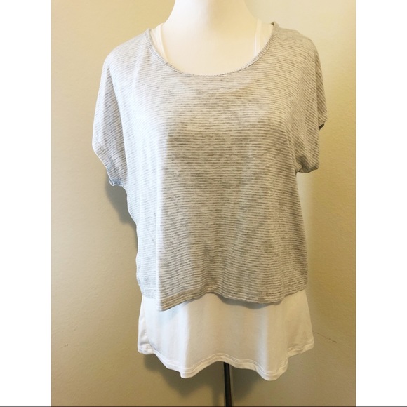 Workout Top-2-in-1 Layered Tee/Racerback Top - Picture 2 of 6